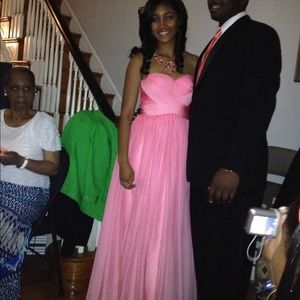 Floor-Length Salmon Chiffon Prom Dress